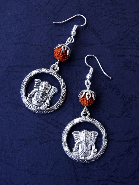 Ganesh and Rudraksha Seed - Earrings